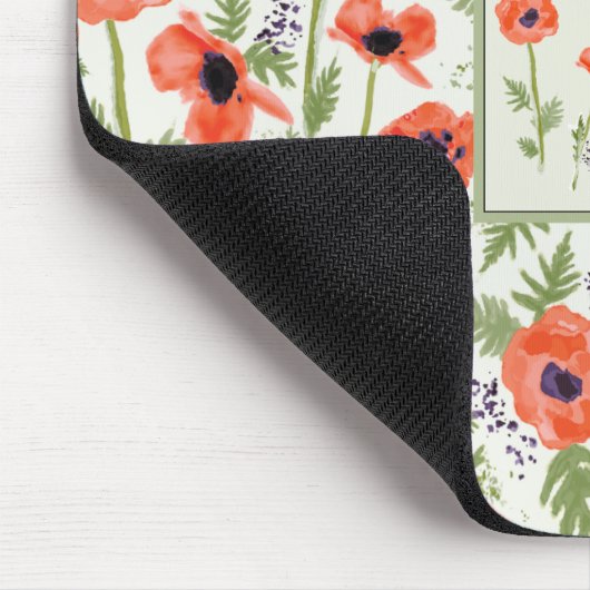 Poppies Floral Pattern met naam Muismat (Hoek)