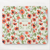 Poppies Floral Pattern met naam Muismat (Voorkant)