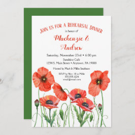 Poppies Floral repesal Dinner Brunch Uitnodiging