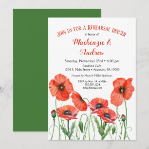 Poppies Floral repesal Dinner Brunch Uitnodiging