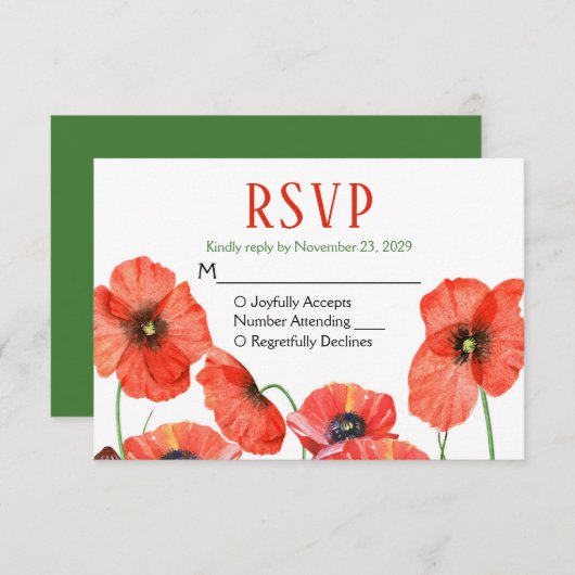 Poppies Floral RSVP Wedding Response (Voorkant / Achterkant)