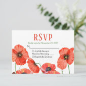 Poppies Floral RSVP Wedding Response Kaartje (Staand voorkant)
