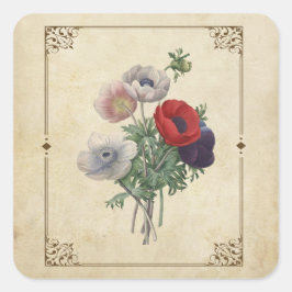  Poppies Floral Scrapbook Embellishment Vierkante Sticker