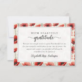 Poppies Floral Script Sympathy Funeral Bedankkaart (Voorkant)