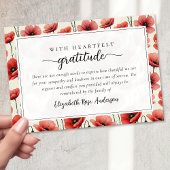 Poppies Floral Script Sympathy Funeral Bedankkaart