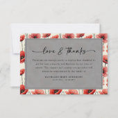 Poppies Floral Script Sympathy Funeral Bedankkaart (Voorkant)