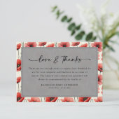 Poppies Floral Script Sympathy Funeral Bedankkaart (Staand voorkant)