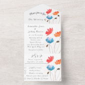 Poppies Floral Waterverf Summer Wedding Elegant All In One Uitnodiging (Binnen)