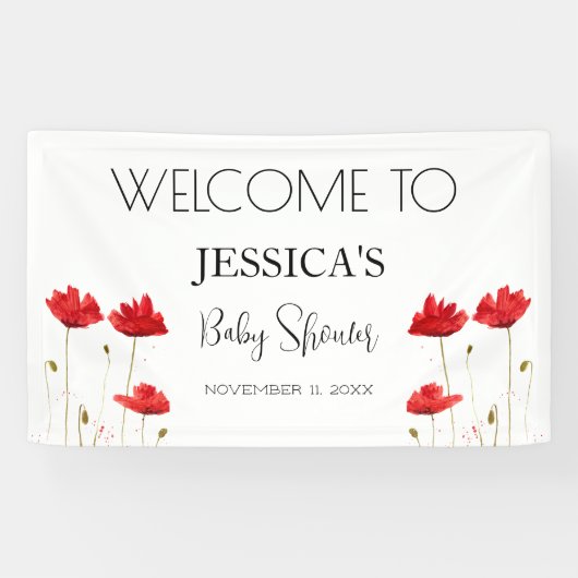 Poppies Flowers Poppy Baby shower Welkomstbord Spandoek (Horizontaal)