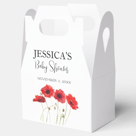 Poppies Flowers Poppy Baby shower Wildflower meisj Bedankdoosjes (Geopend)