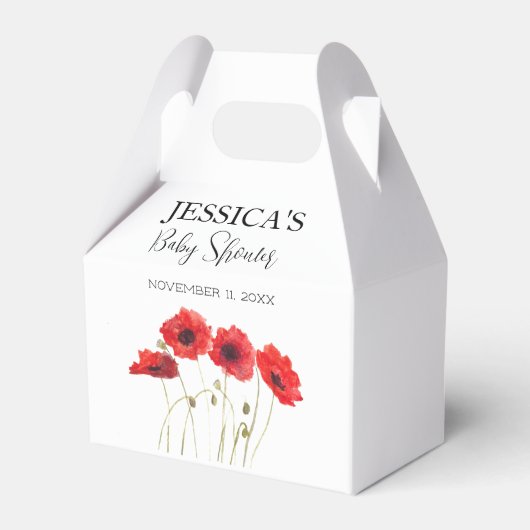 Poppies Flowers Poppy Baby shower Wildflower meisj Bedankdoosjes (Voorkant Zijde)