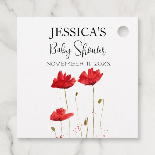 Poppies Flowers Poppy Baby shower Wildflower meisj Bedankjes Labels (Achterkant)