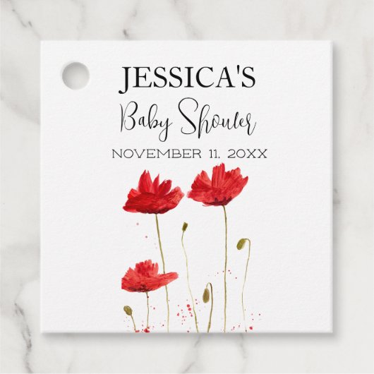 Poppies Flowers Poppy Baby shower Wildflower meisj Bedankjes Labels (Voorkant)