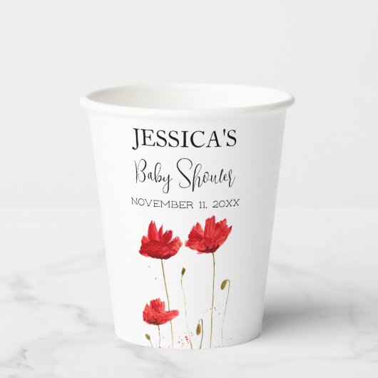 Poppies Flowers Poppy Baby shower Wildflower meisj Papieren Bekers (Voorkant)