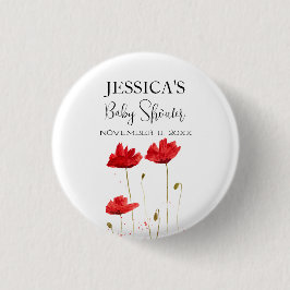 Poppies Flowers Poppy Baby shower Wildflower meisj Ronde Button 3,2 Cm