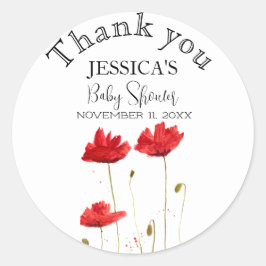 Poppies Flowers Poppy Baby shower Wildflower meisj Ronde Sticker