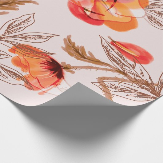 Poppies Flowers Seamless Pattern on a Beige Backgr Cadeaupapier (Hoek)