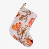 Poppies Flowers Seamless Pattern on a Beige Backgr Kleine Kerstsok (Voorkant (Hangend))