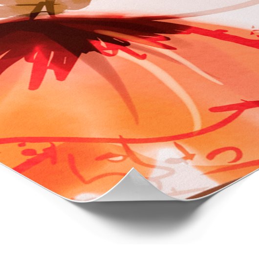 Poppies Flowers Seamless Pattern op een Beige Back Poster (Hoek)