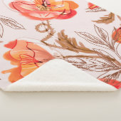 Poppies Flowers Seamless Pattern op een Beige Back Sherpa Deken (3/4)