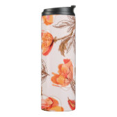 Poppies Flowers Seamless Pattern op een Beige Back Thermosbeker (Gedraaid links)