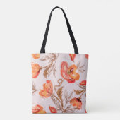Poppies Flowers Seamless Pattern op een Beige Back Tote Bag (Achterkant)