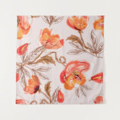Poppies Flowers Seamless Pattern op een Beige Back Wandkleed (Voorkant (horizontaal))