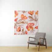 Poppies Flowers Seamless Pattern op een Beige Back Wandkleed (In Situ (horizontaal))