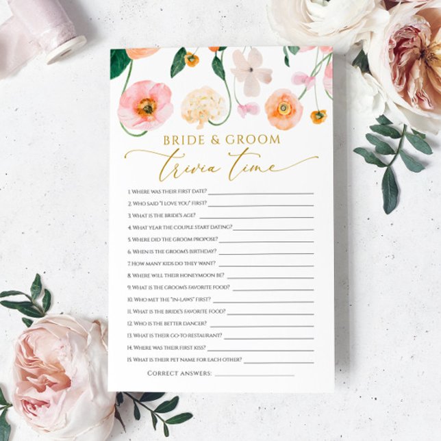 Poppies Flowers Trivia spel voor bruid en bruidego (Creator heeft geüpload)
