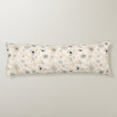 Poppies Geel Goud Grijze Blauwe Waterverf Lichaamskussen (Achterkant)