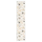 Poppies Geel Grijs Waterverf Bloemen Korte Tafelloper (Voorkant)