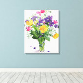 Poppies & Geraniums Canvas Afdruk (Insitu (Houten vloer))