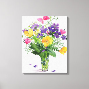 Poppies & Geraniums Canvas Afdruk