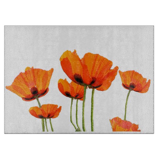 Poppies! Glazen snijvlak Snijplank (Voorkant)