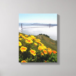 Poppies glimlach op de Golden Gate Bridge 11x14x.7 Canvas Afdruk