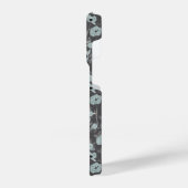 Poppies Grey Blue Black Waterverf Flowers iPhone Hoesje (Linkerkant)