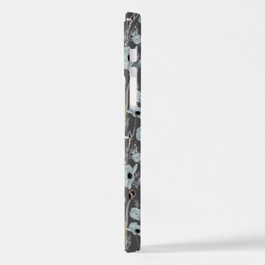 Poppies Grey Blue Black Waterverf Flowers iPhone iPhone Hoesje (Linkerkant)