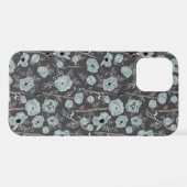 Poppies Grey Blue Black Waterverf Flowers iPhone iPhone Hoesje (Achterkant horizontaal)