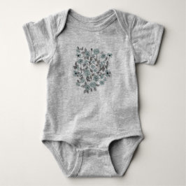 Poppies Grijs Blauwe Bloemen Baby Romper