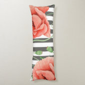 Poppies grijze strepjes lichaamskussen (Achterkant (Verticaal))