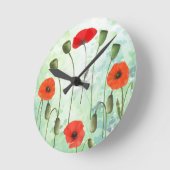 Poppies & groen ronde wandklok (Hoek)