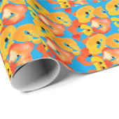 Poppies grote bloemkunst rood sinaasappel cadeaupapier (Rol Hoek)