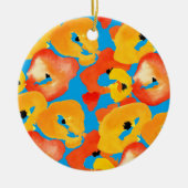 Poppies grote bloemkunst rood sinaasappel keramisch ornament (Voorkant)