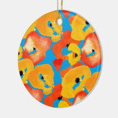 Poppies grote bloemkunst rood sinaasappel keramisch ornament (Links)