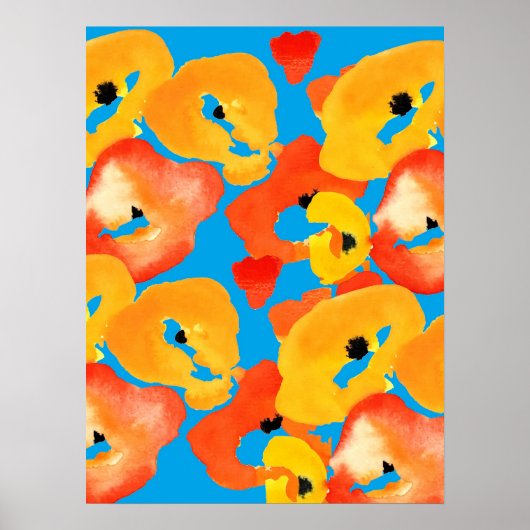 Poppies grote bloemkunst rood sinaasappel poster (Voorkant)
