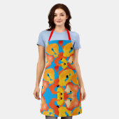 Poppies grote bloemkunst rood sinaasappel schort (Gedragen)