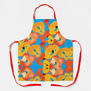 Poppies grote bloemkunst rood sinaasappel schort