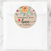Poppies Handgemaakt met Love Classic Round Sticker (Tas)