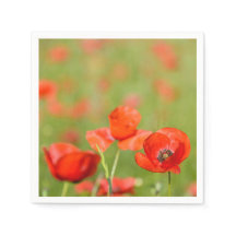Poppies in een papaver veld papier servetten