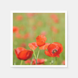 Poppies in een papaver veld papier servetten